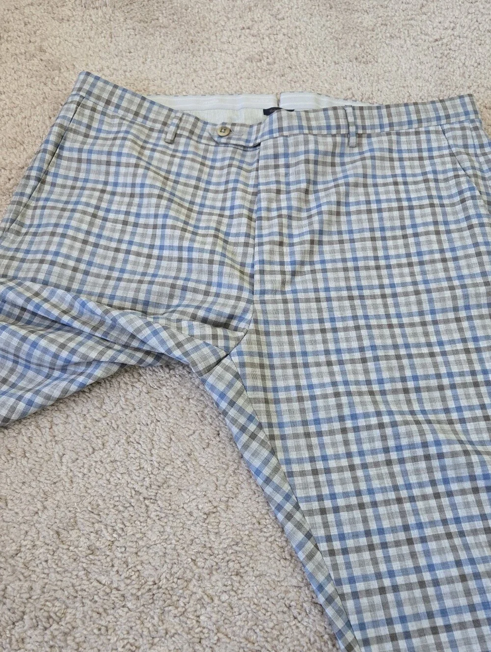 Zanella Platinum Plaid Parker 100% Wool Dress Pants Mens Size 38 Made‎ in Italy